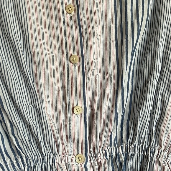 Madewell striped drawstring button front‎ blouse size Small Host Pick! - Picture 6 of 14